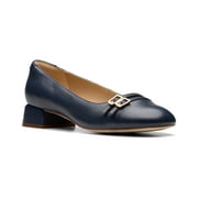 Clarks Daiss30 Court Leather Flat, 5, Blue